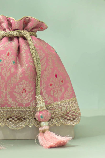 Veha Silk Potli - Pastel Pink