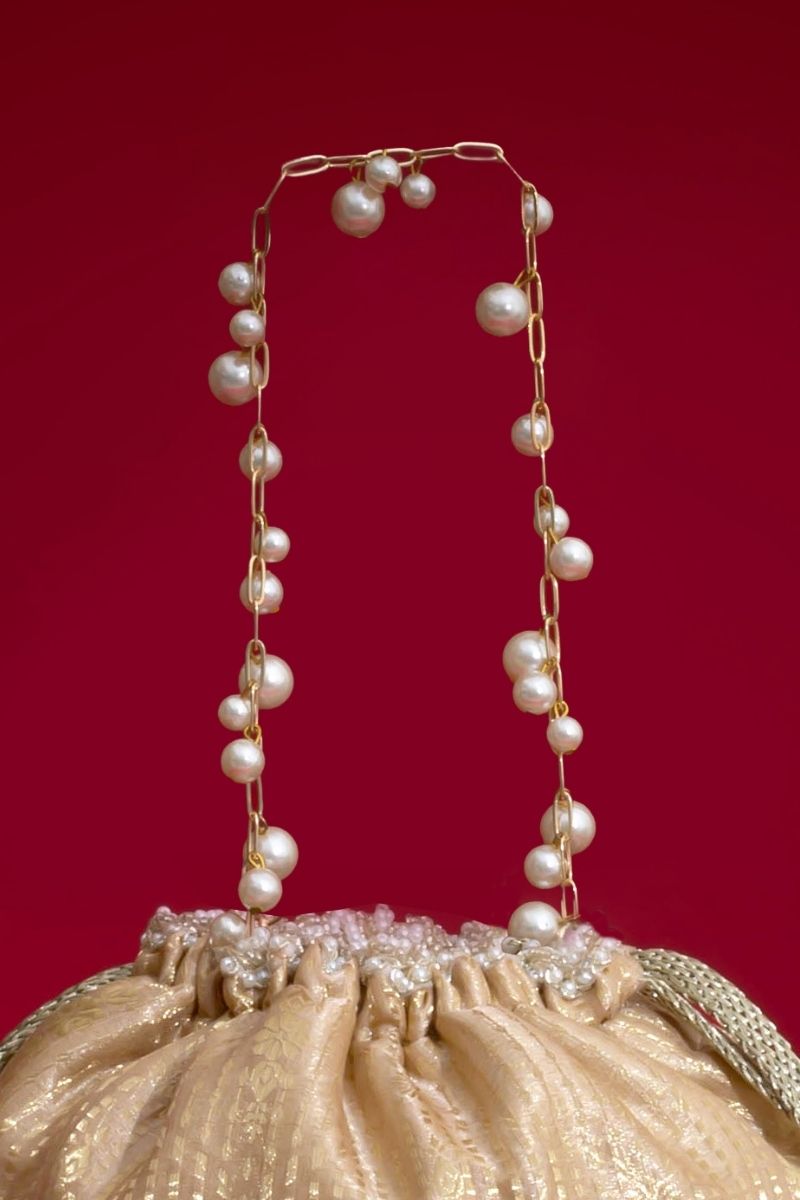 Vivaah Embellished Bucket Bag - Beige