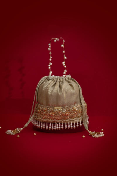Vivaah Embellished Bucket Bag - Grey