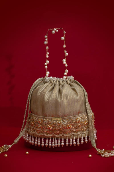 Vivaah Embellished Bucket Bag - Grey