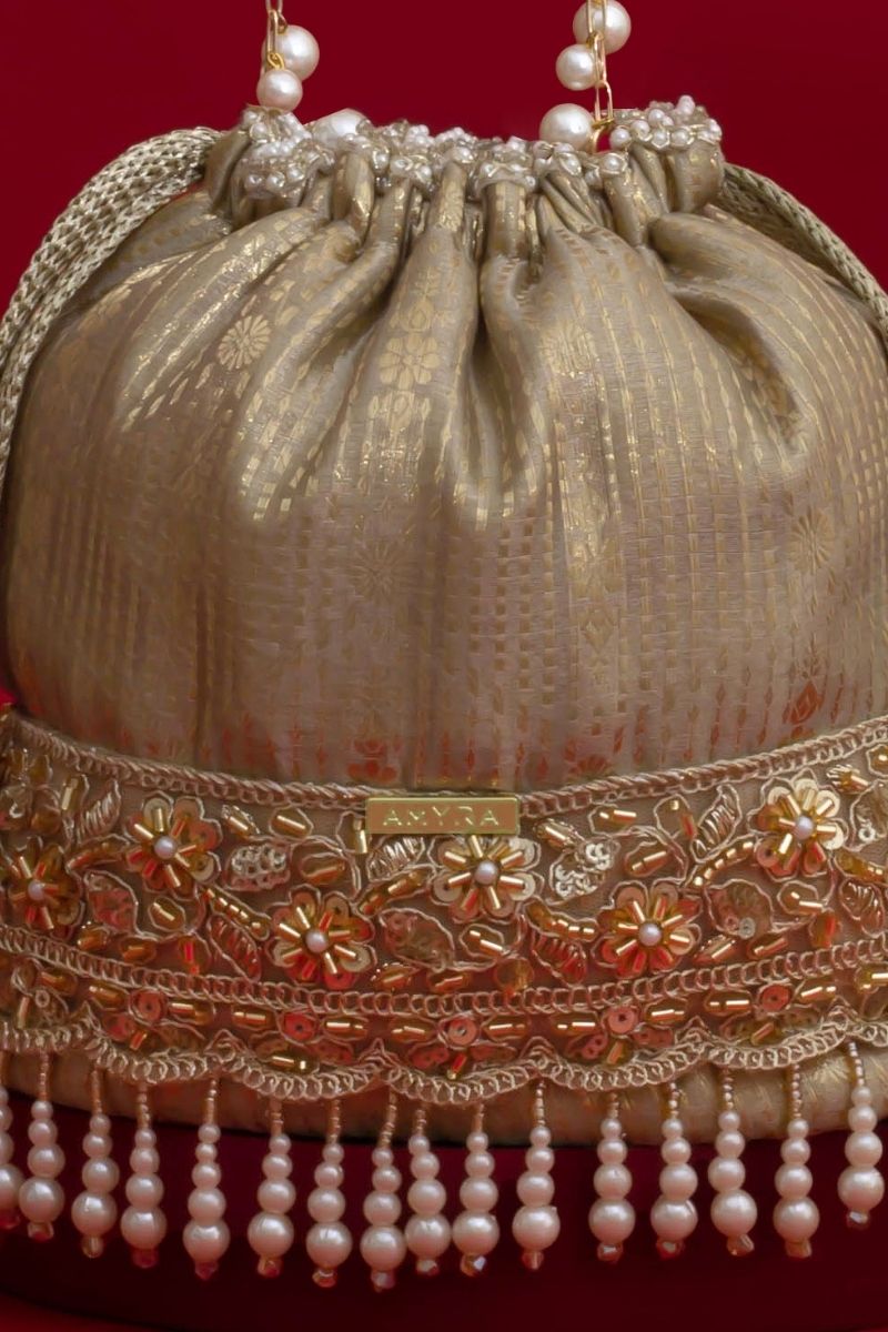 Vivaah Embellished Bucket Bag - Grey