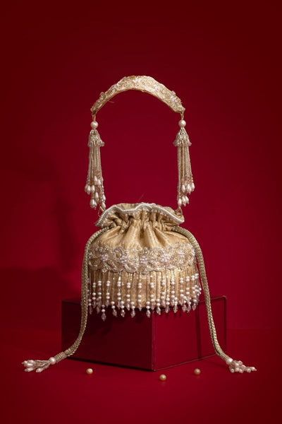 Vivaah Embellished Mini Potli - Beige