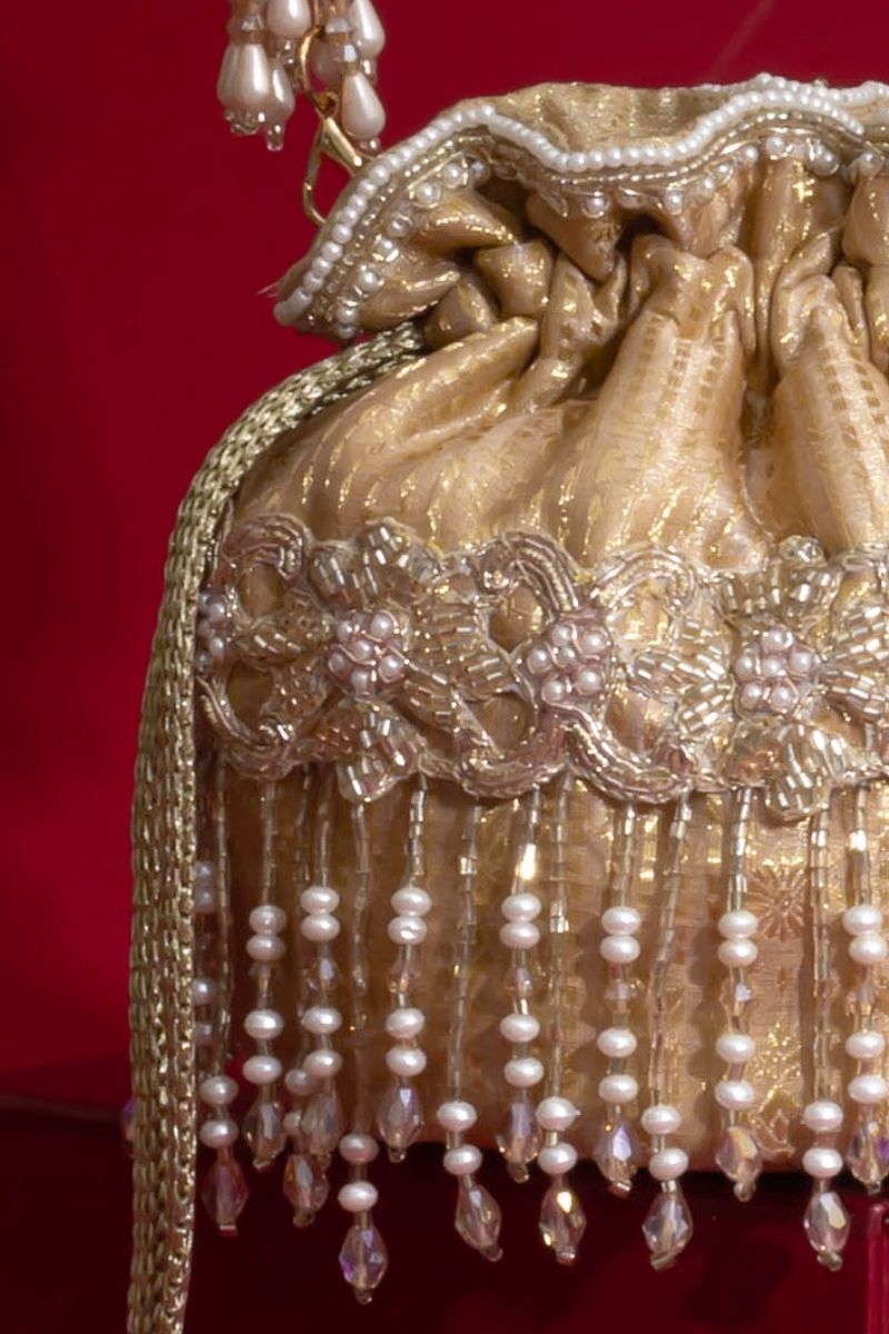 Vivaah Embellished Mini Potli - Beige