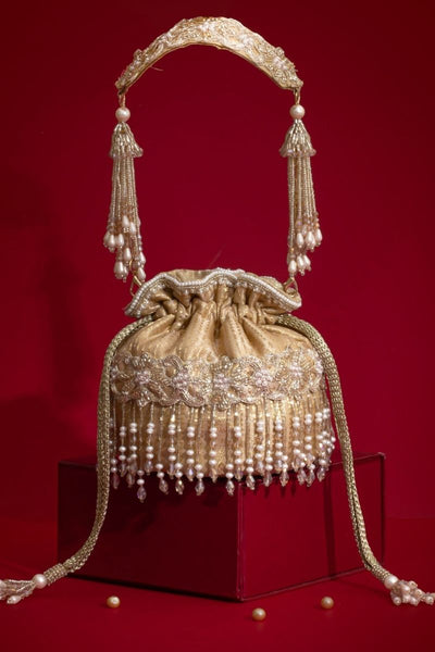 Vivaah Embellished Mini Potli - Beige
