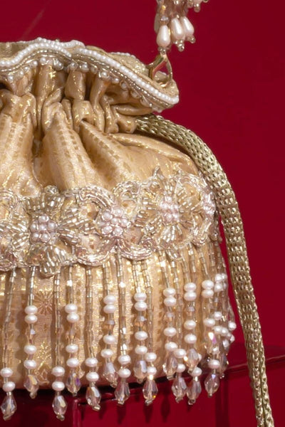 Vivaah Embellished Mini Potli - Beige