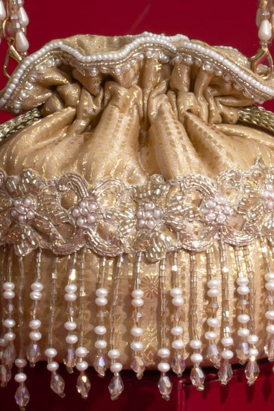 Vivaah Embellished Mini Potli - Beige