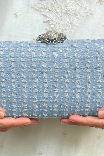 Vyom Embroidered Clutch - Blue