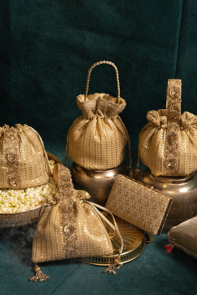 Yari Embroidered Potli - Gold