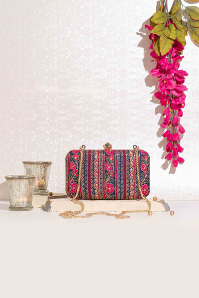Zuri Box Clutch - Navy Blue