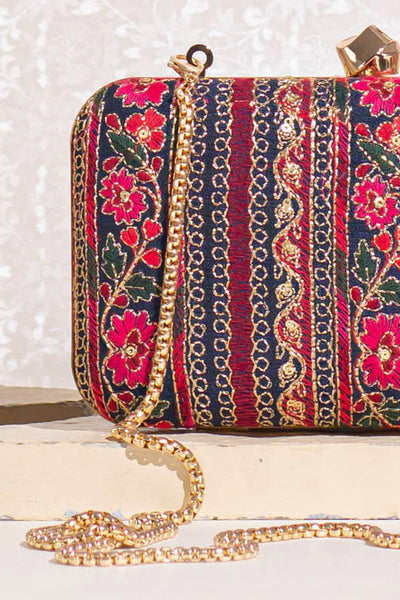 Zuri Box Clutch - Navy Blue