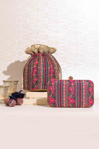 Zuri Box Clutch - Navy Blue