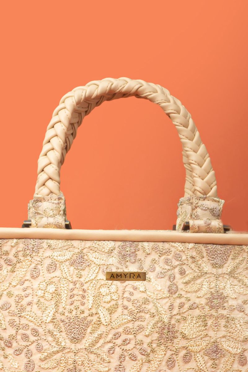 AMYRA - Zen Embroidered Handbag - Beige