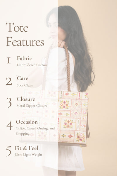 Ziana Embroidered Multicolor Box Tote Bag
