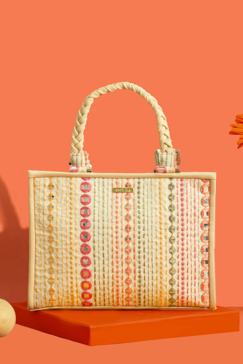 Zoey Mirror Embroidered Handbag - Multicolor