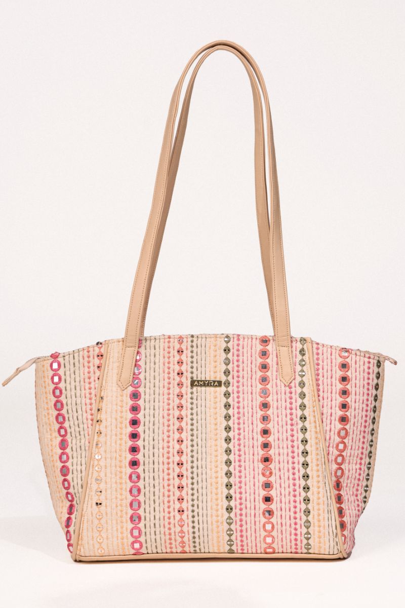 Zoey Embroidered Multicolor Tote Bag