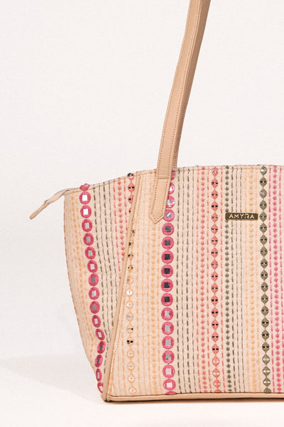 Zoey Embroidered Multicolor Tote Bag