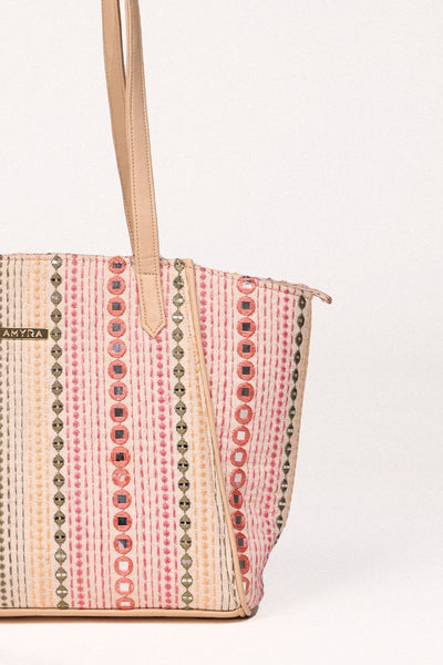 Zoey Embroidered Multicolor Tote Bag