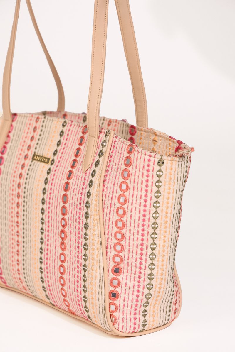 Zoey Embroidered Multicolor Tote Bag