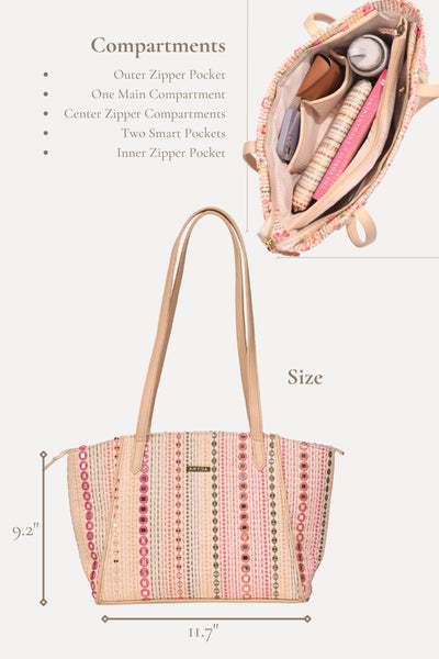 Zoey Embroidered Multicolor Tote Bag