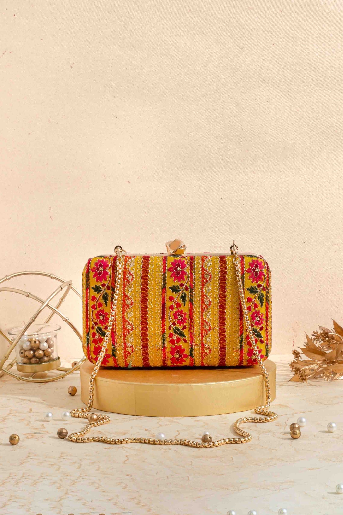 Zuri Box Clutch - Mustard
