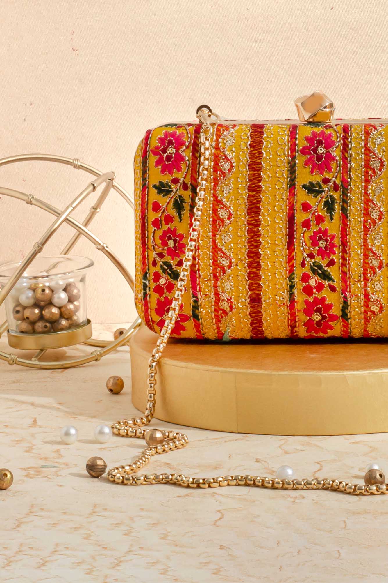 Zuri Box Clutch - Mustard