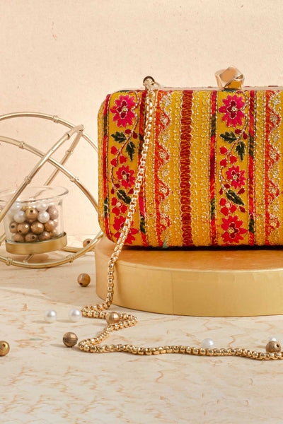 Zuri Box Clutch - Mustard