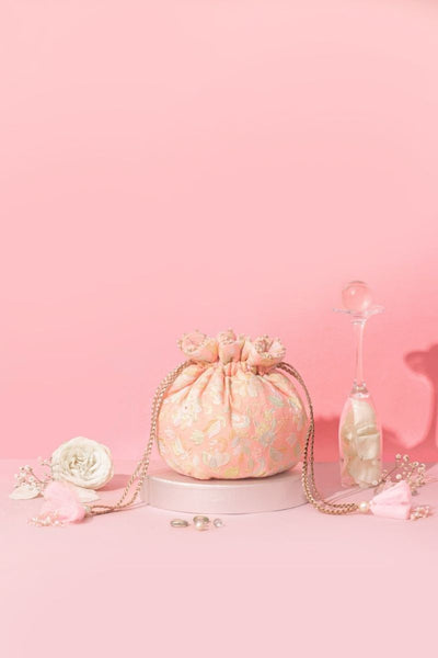Flora Round Potli - Peach