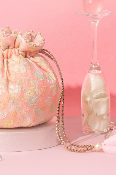 Flora Round Potli - Peach