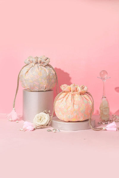 Flora Round Potli - Peach
