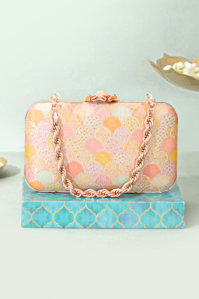 Manjari Pure Banarasi Silk Box Clutch - Multi color