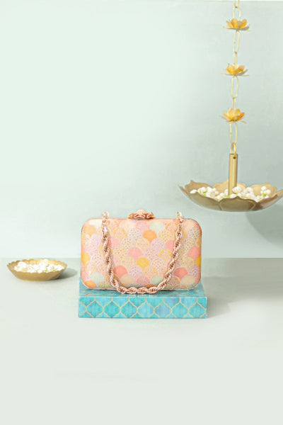 Manjari Pure Banarasi Silk Box Clutch - Multi color