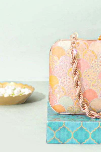Manjari Pure Banarasi Silk Box Clutch - Multi color