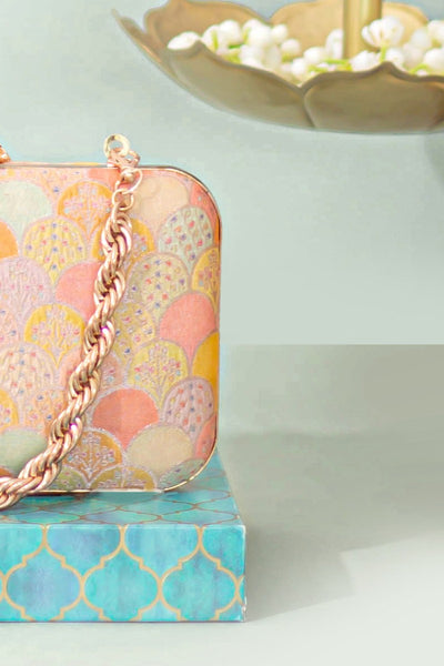 Manjari Pure Banarasi Silk Box Clutch - Multi color