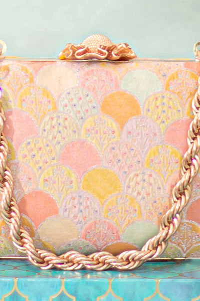 Manjari Pure Banarasi Silk Box Clutch - Multi color