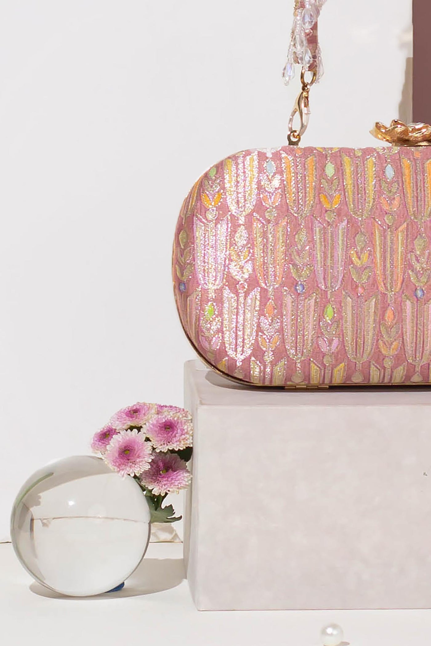 Titli Pure Banarasi Silk Capsule Clutch - Mauve