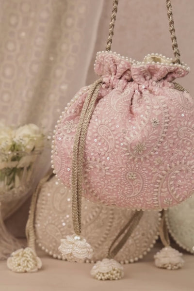 Rhea Threadwork Potli - Pink