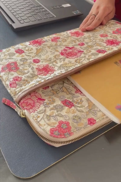 Ivy Floral Embroidered Laptop Sleeve (UPTO 14 INCH)
