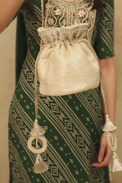 Ruhi Embroidered potli - Beige