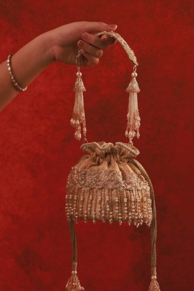 Vivaah Embellished Mini Potli - Beige
