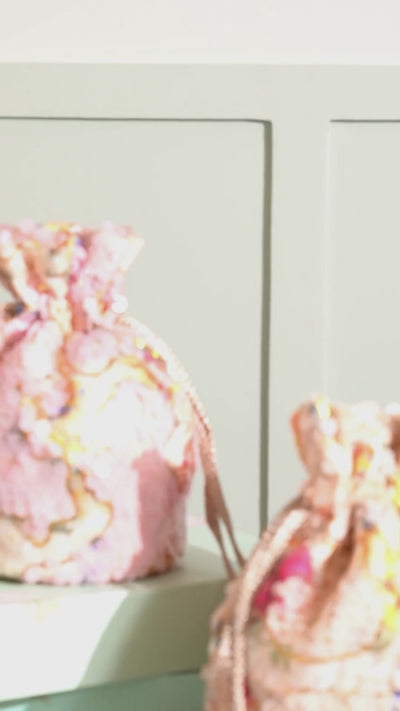 Tia Sequin Potli bag- peach