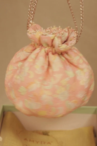 Flora Round Potli - Peach
