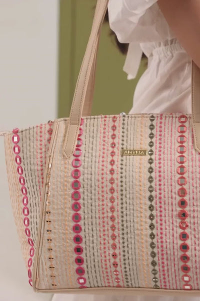 Zoey Embroidered Multicolor Tote Bag