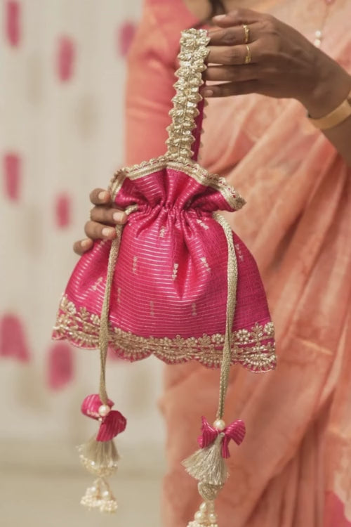 Tari Silk Potli - Pink