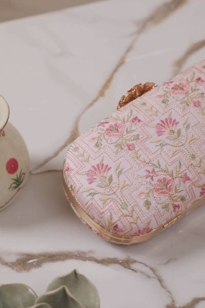 Mogra Capsule Clutch - Baby pink