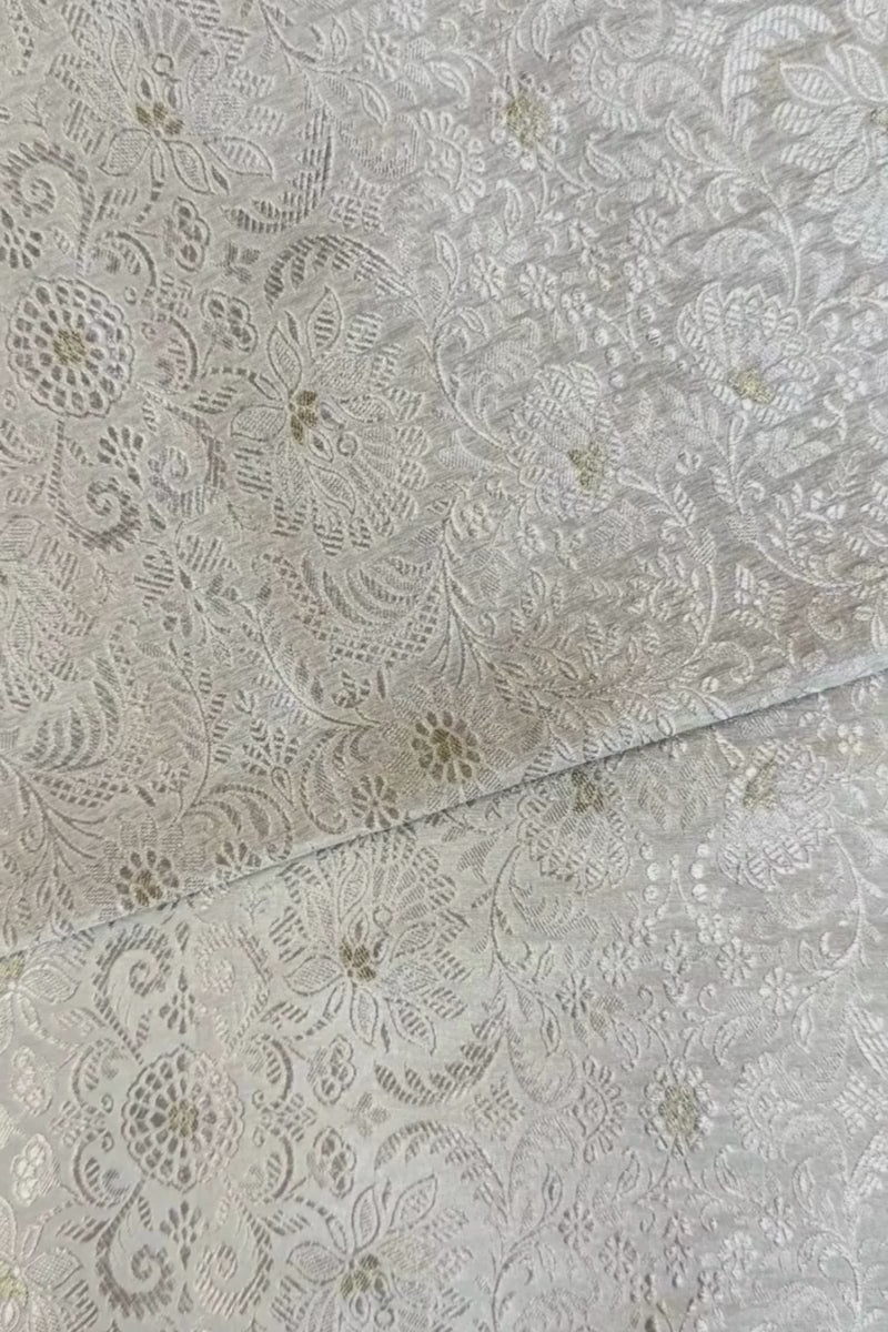 Nira Handloom Katan Silk with Water Gold Zari - Cream