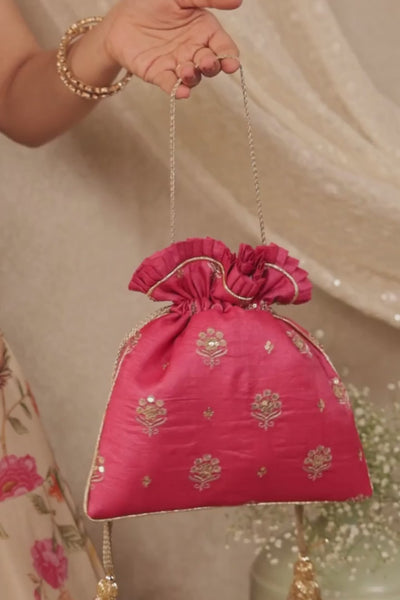 Anahira Embroidered Potli - Rose