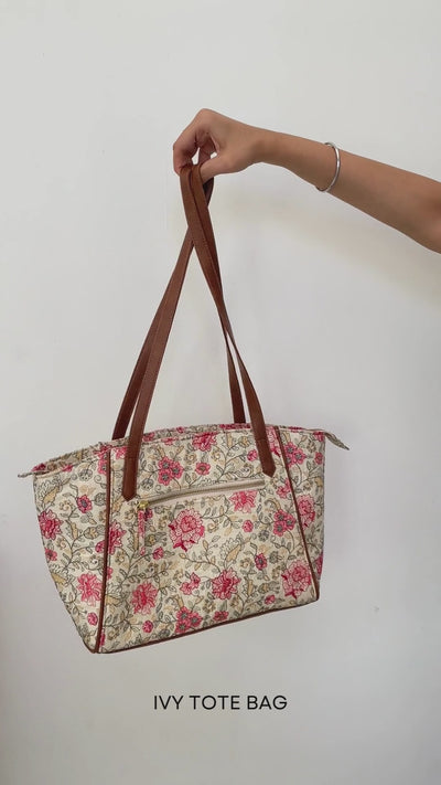 Ivy floral embroidered Tote bag