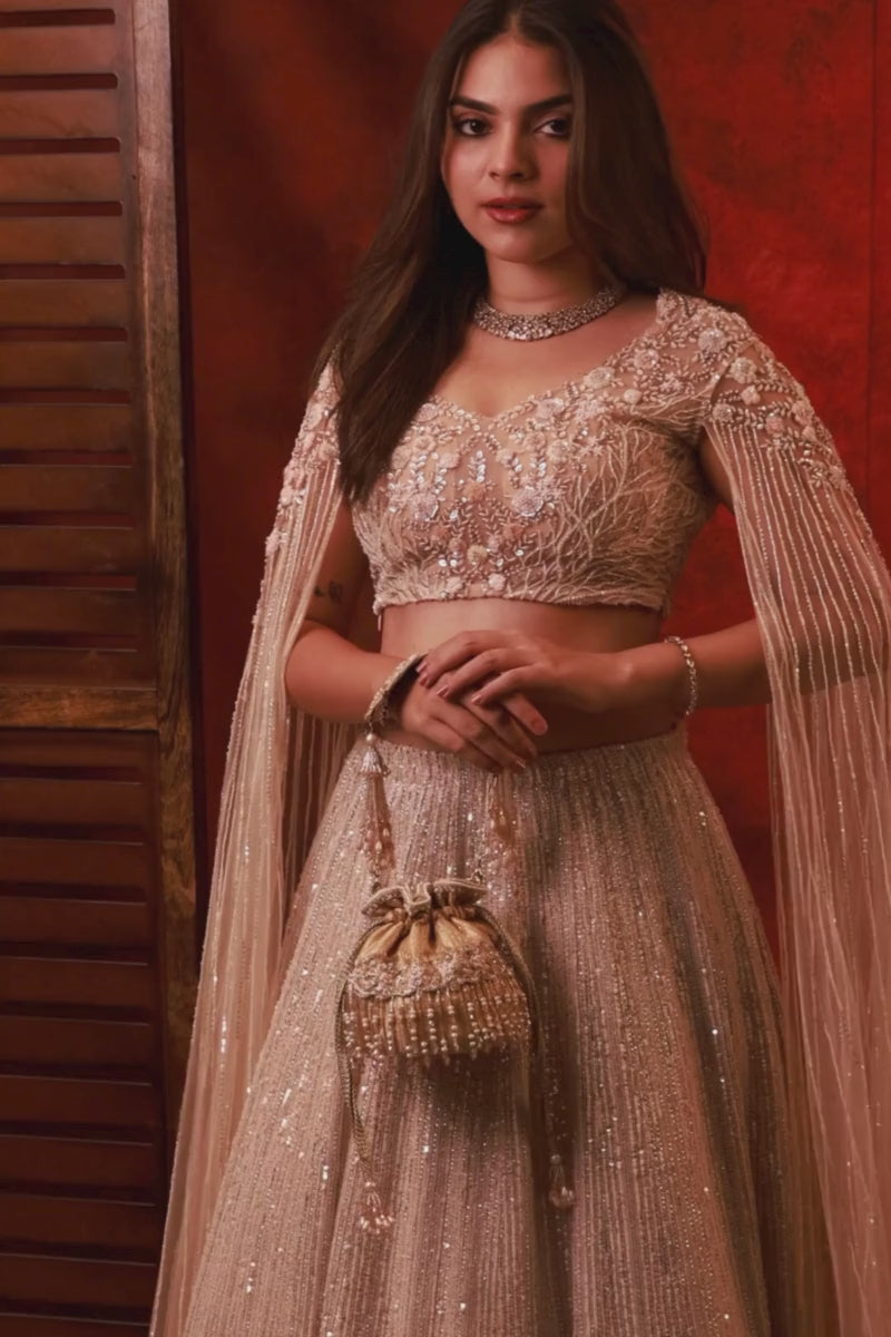 Vivaah Embellished Mini Potli - Beige