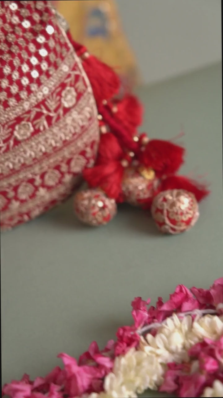 Resham Red Potli