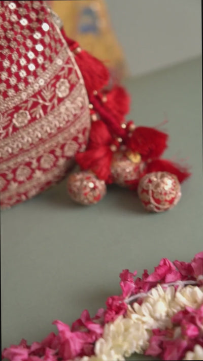 Resham Red Potli